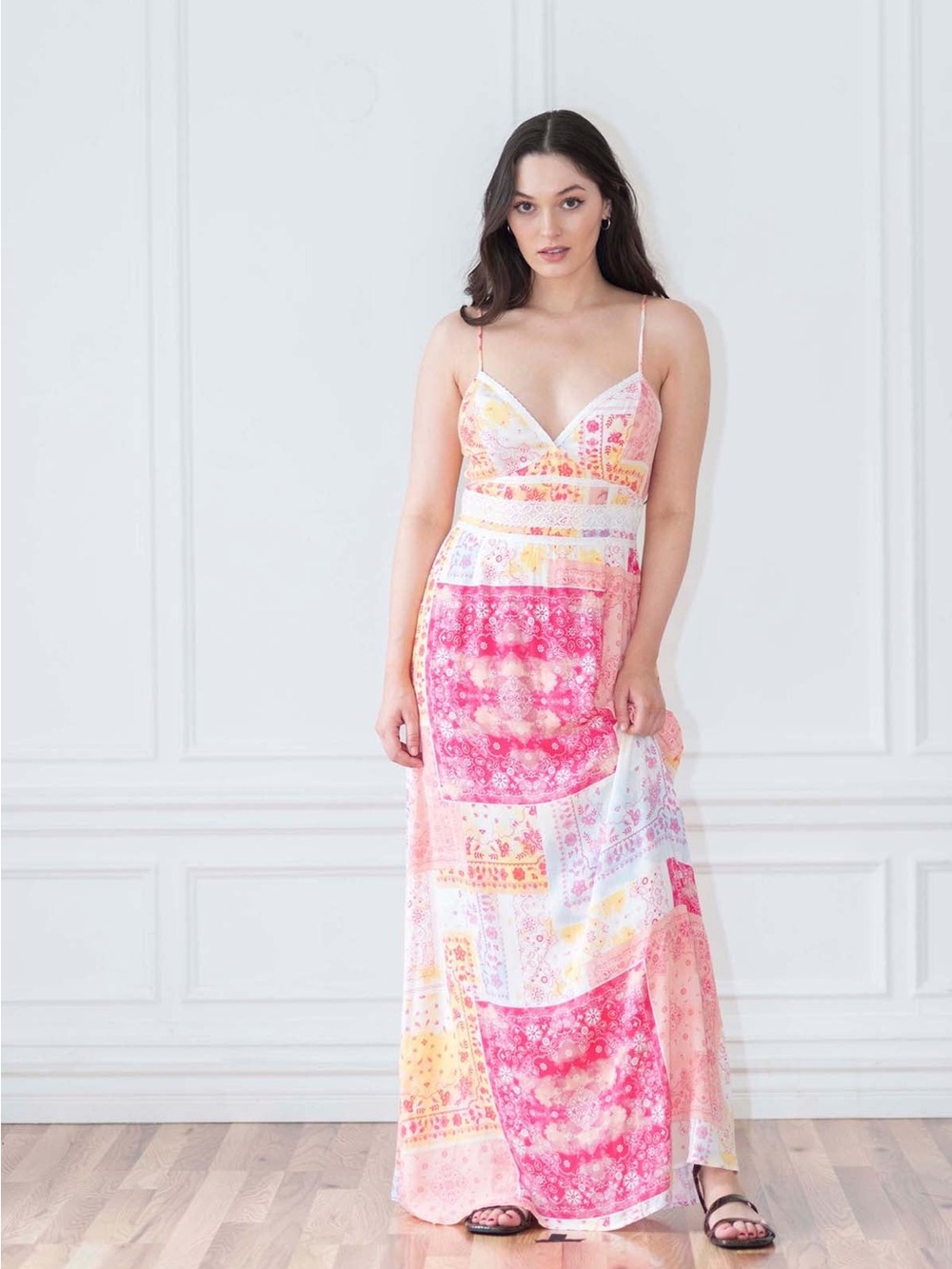 Patchwork Maxi Sundress Colorful Artsy Boho Gypsy Style, Size S Coco & Jamieson